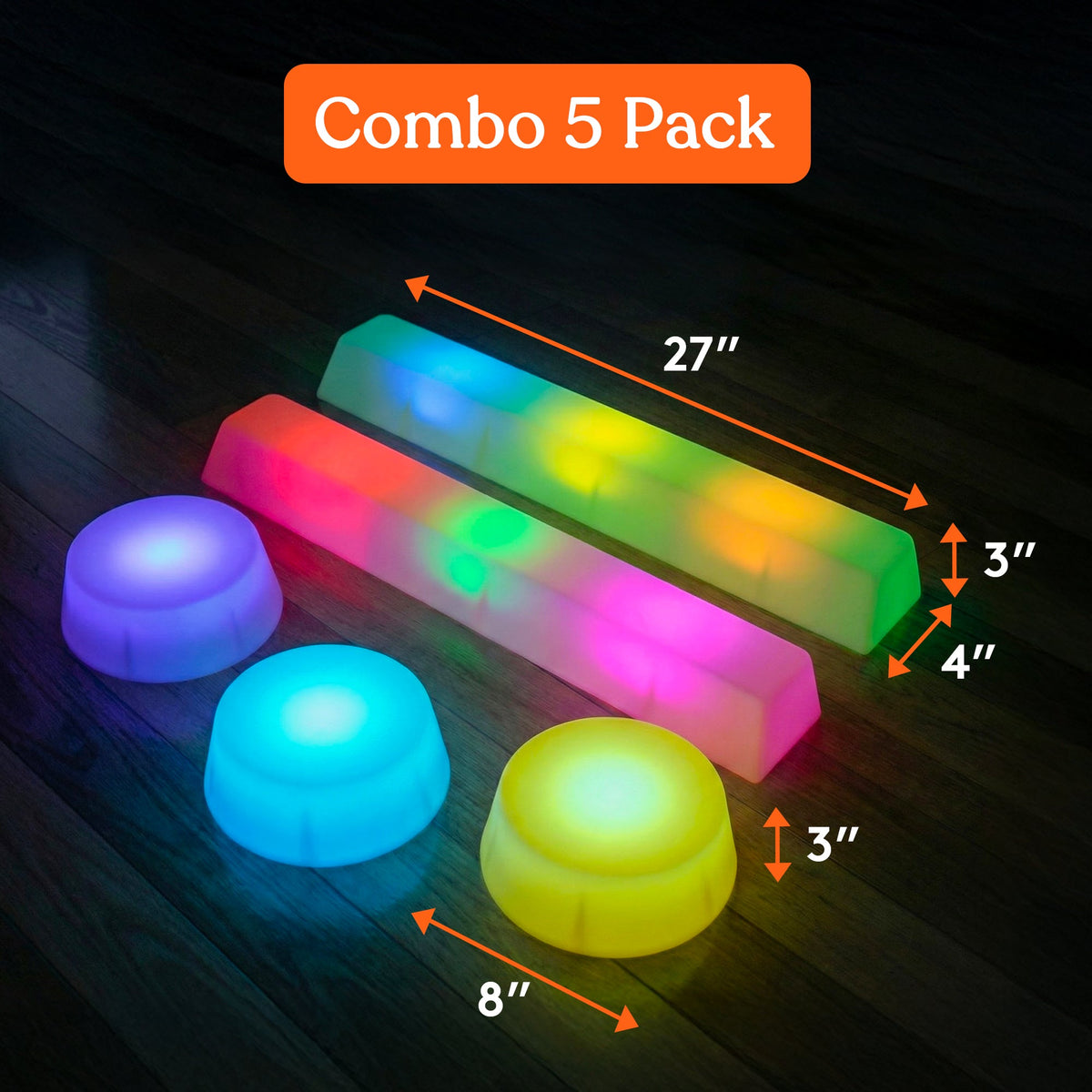 Special Supplies LED Stepping Stones for Kids – Light-Up Balance Blocks – Promote Coordination, Balance, Strength for Toddlers & Children – Durable Non-Slip Rubber, Safe Indoor & Outdoor Play