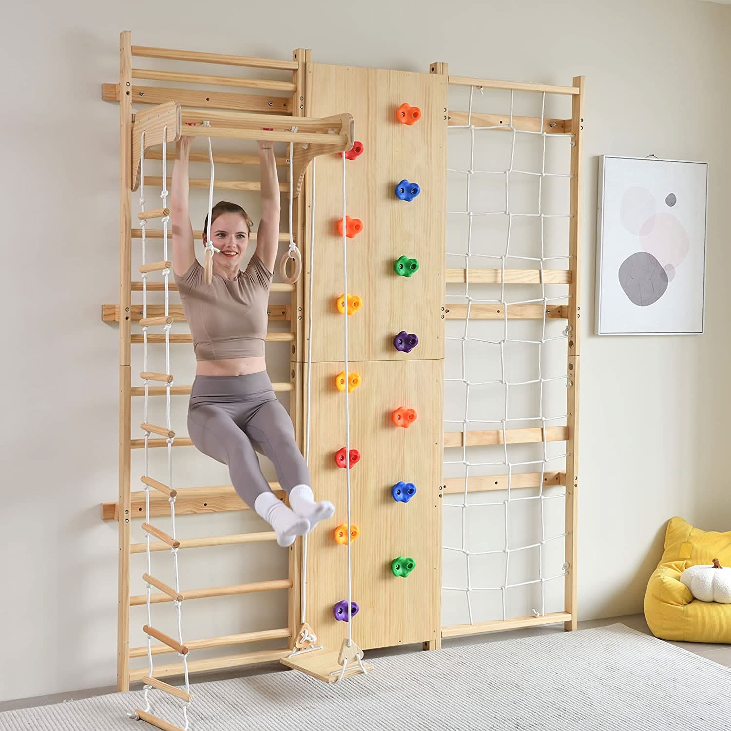 Walnut 9-in-1 Swedish Ladder Wall Gym