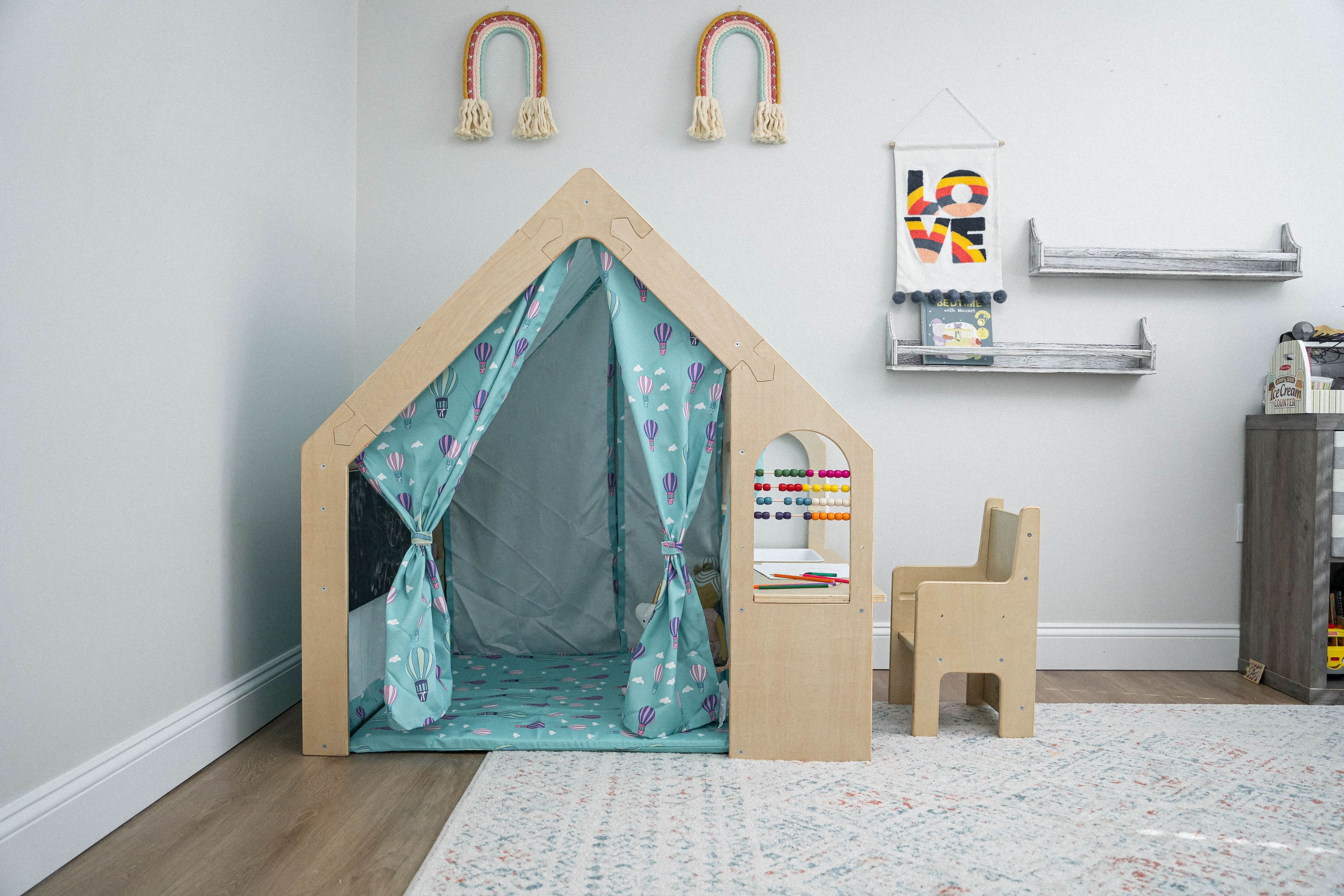 Wooden Playhouse Desk and Chair