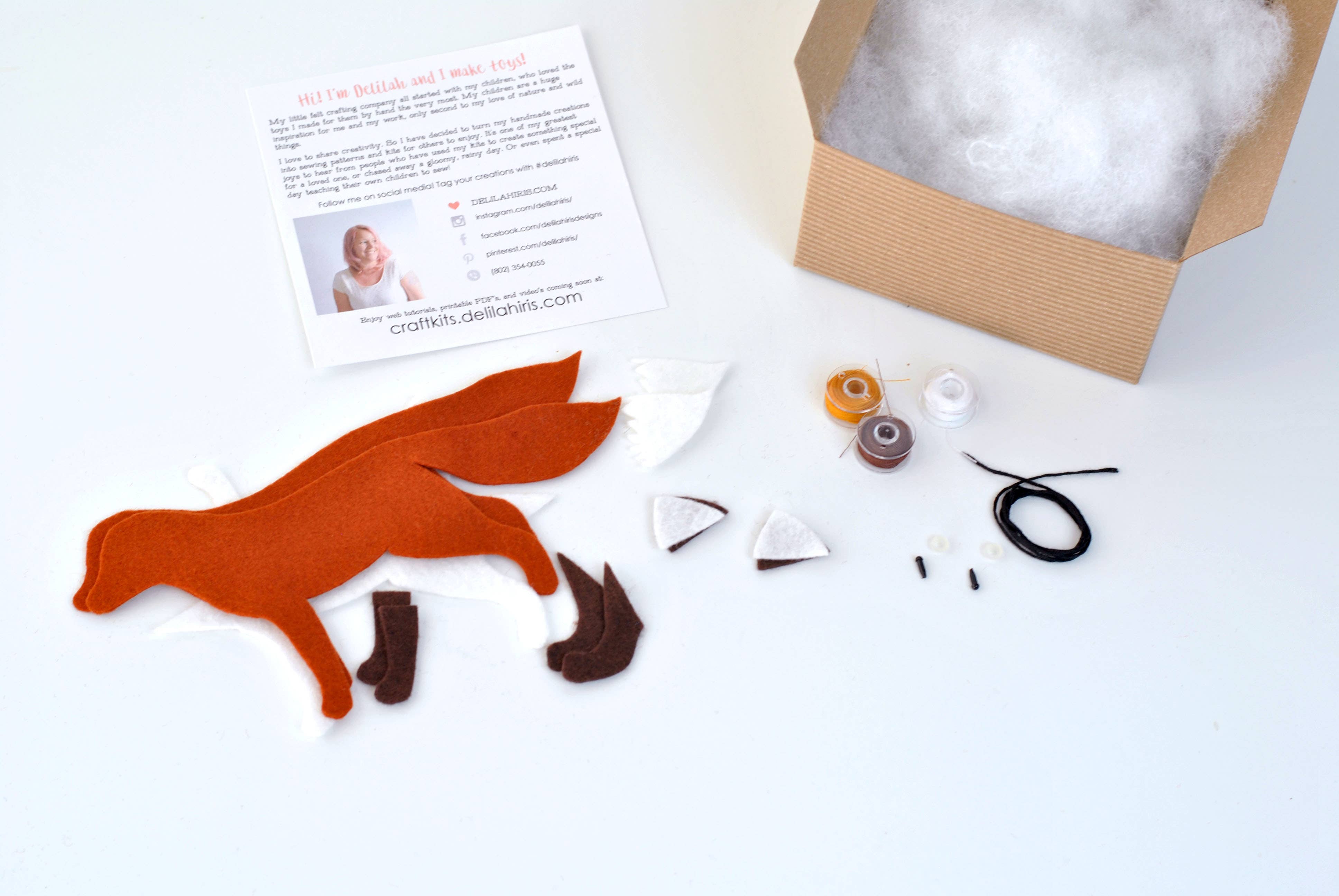 Felt Fox Stuffed Animal DIY Craft Sewing Kit - Unique Gift!