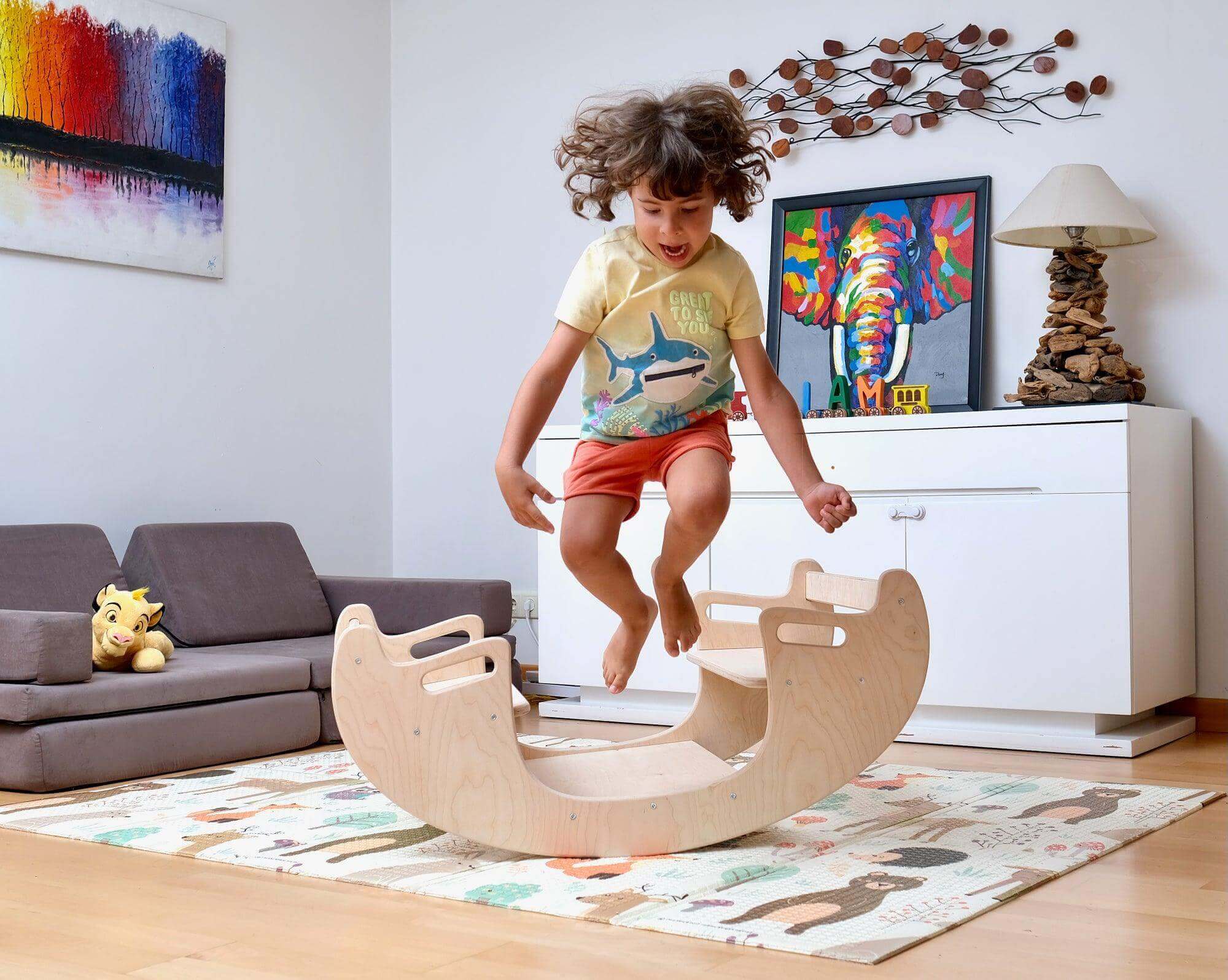 2-in-1 Montessori Wooden Seesaw Table Set