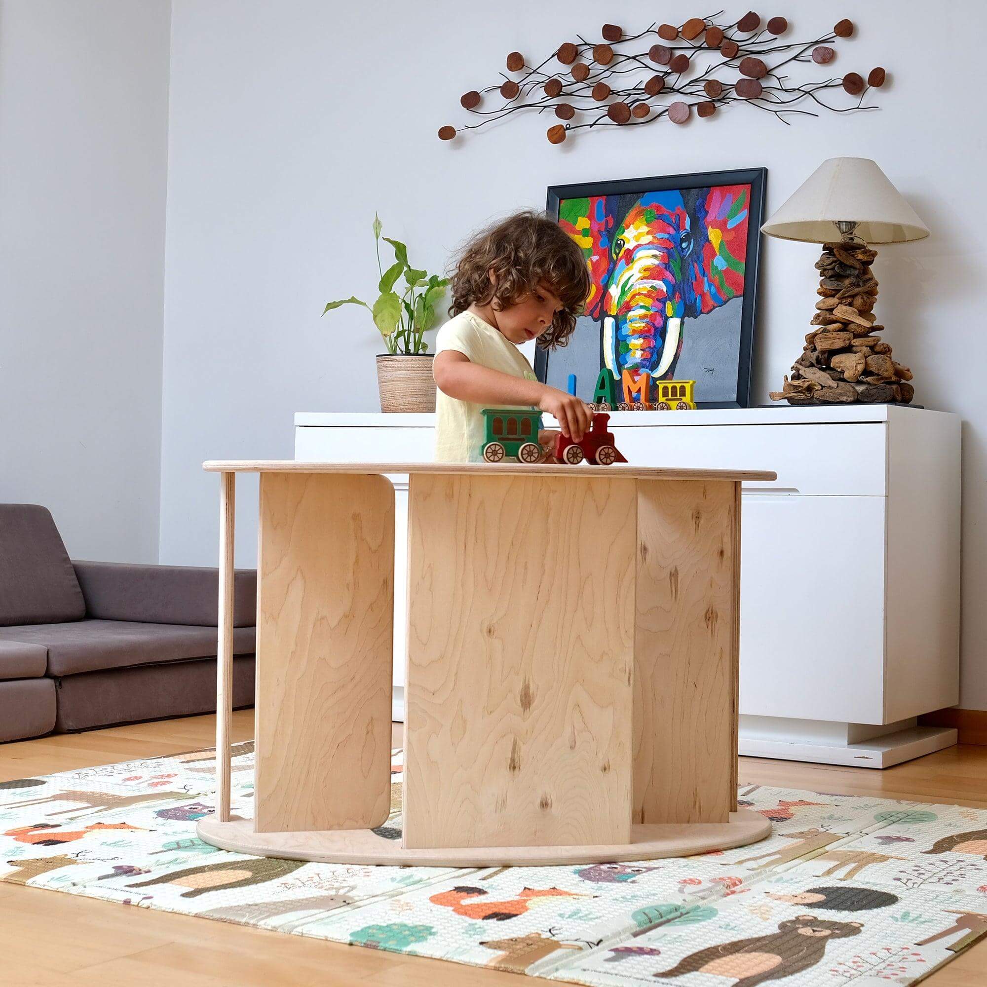 2-in-1 Montessori Wooden Seesaw Table Set