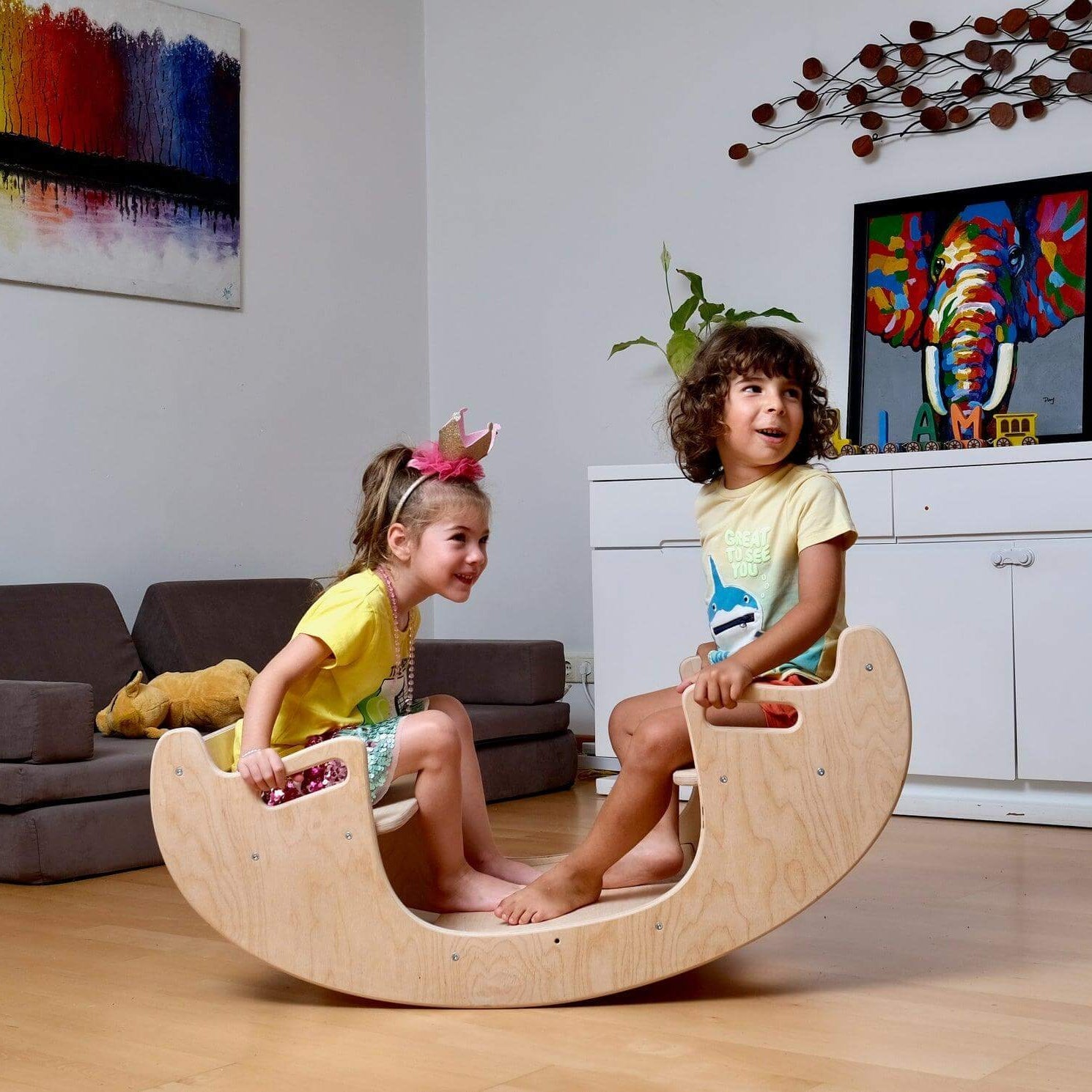 2-in-1 Montessori Wooden Seesaw Table Set