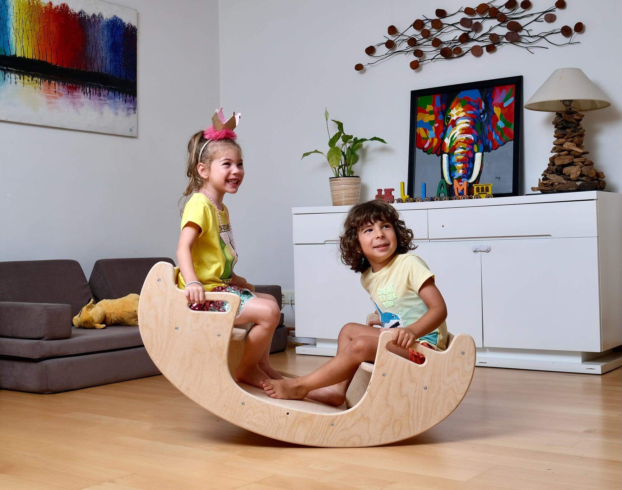 2-in-1 Montessori Wooden Seesaw Table Set
