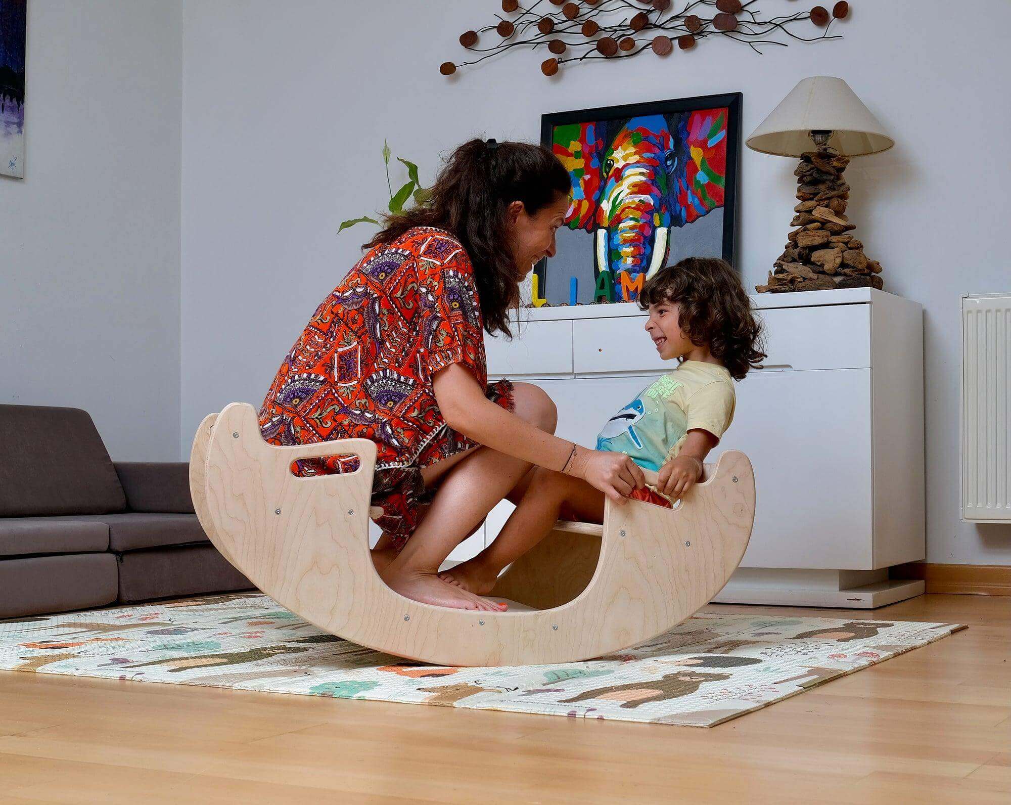 2-in-1 Montessori Wooden Seesaw Table Set