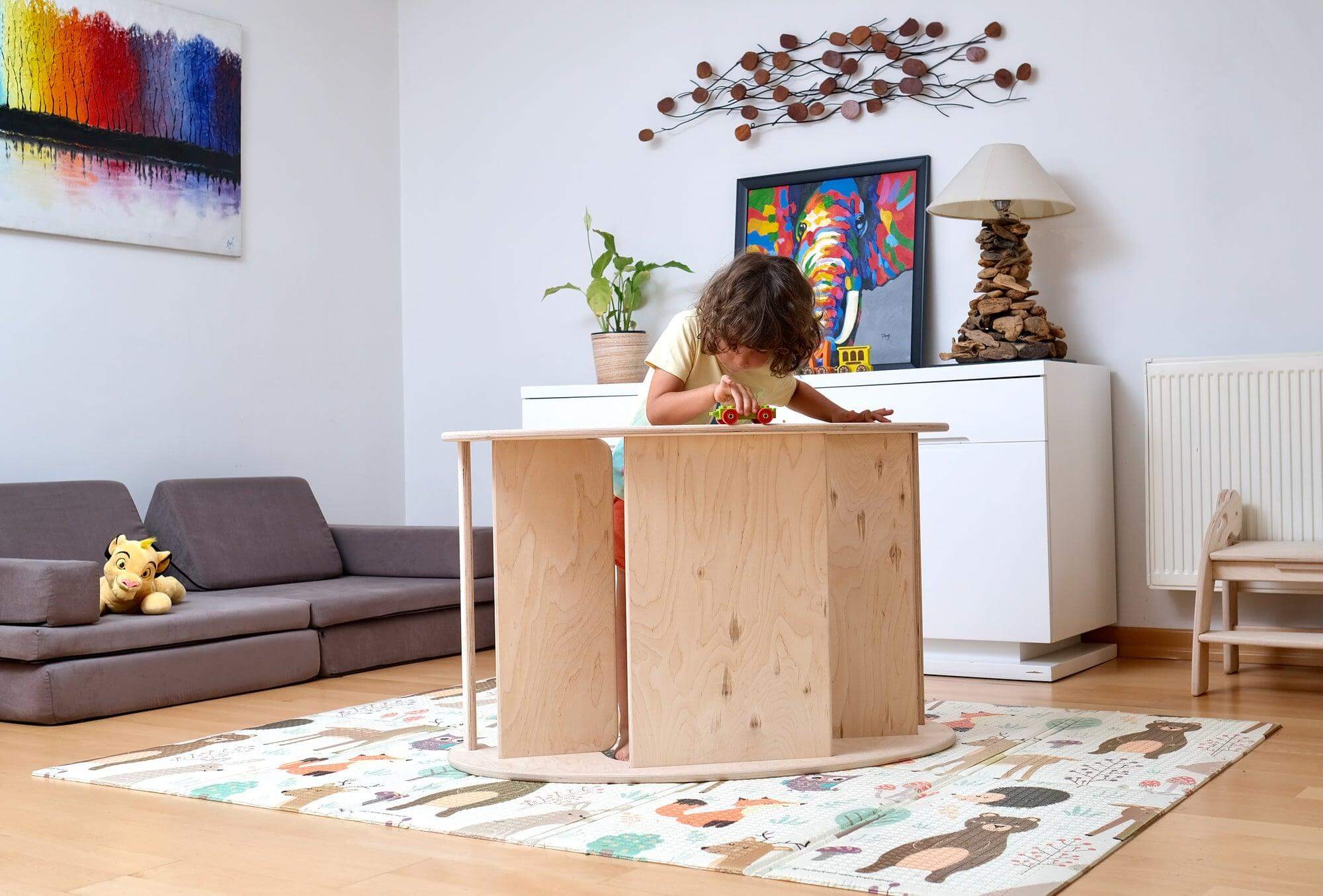 2-in-1 Montessori Wooden Seesaw Table Set