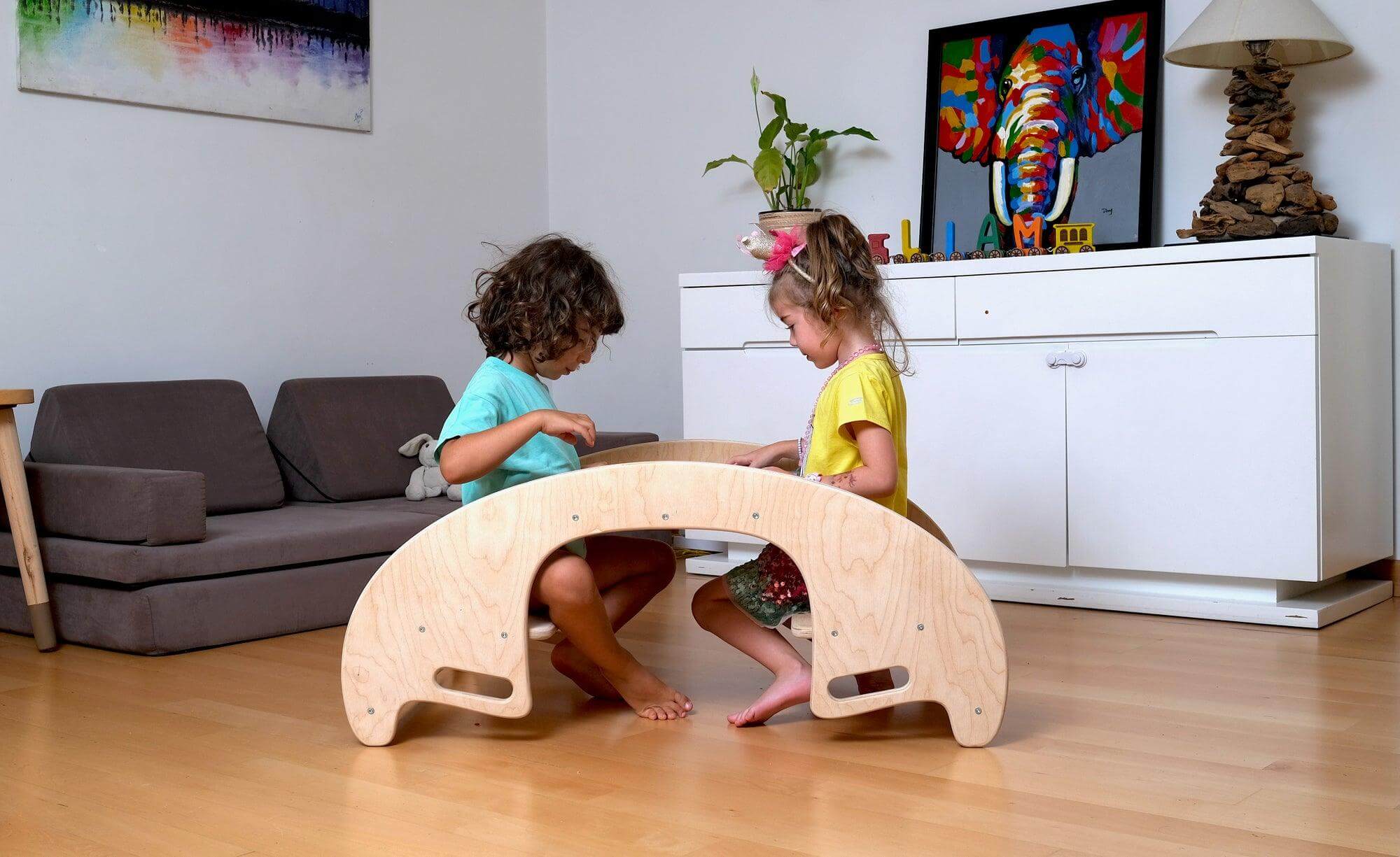 2-in-1 Montessori Wooden Seesaw Table Set