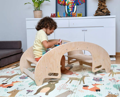 2-in-1 Montessori Wooden Seesaw Table Set