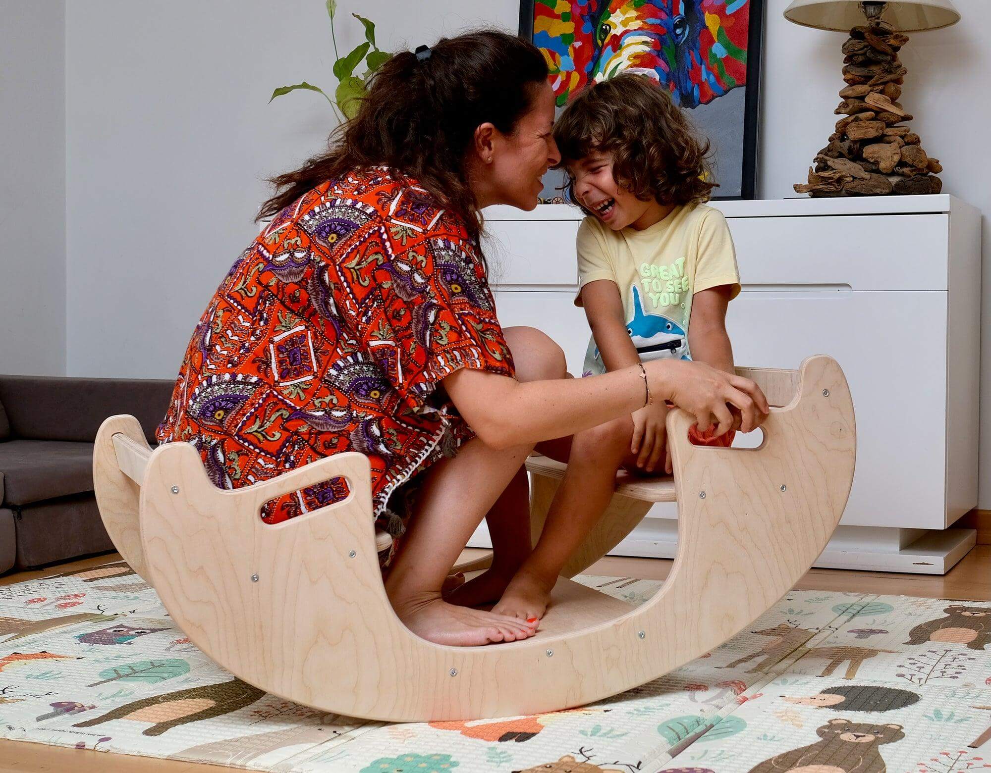 2-in-1 Montessori Wooden Seesaw Table Set