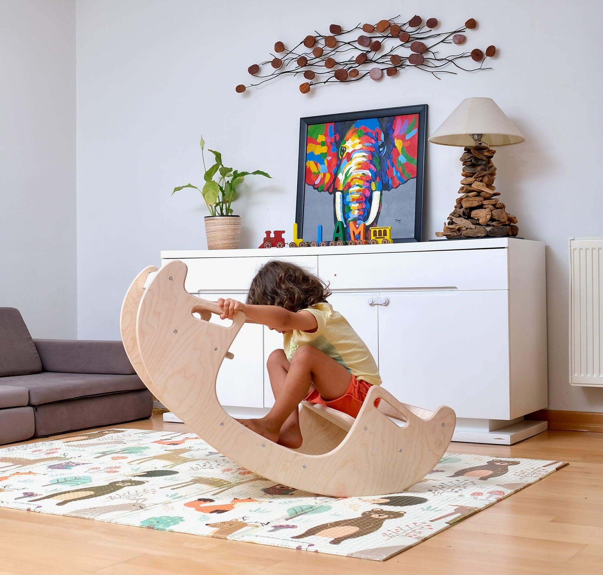 2-in-1 Montessori Wooden Seesaw Table Set