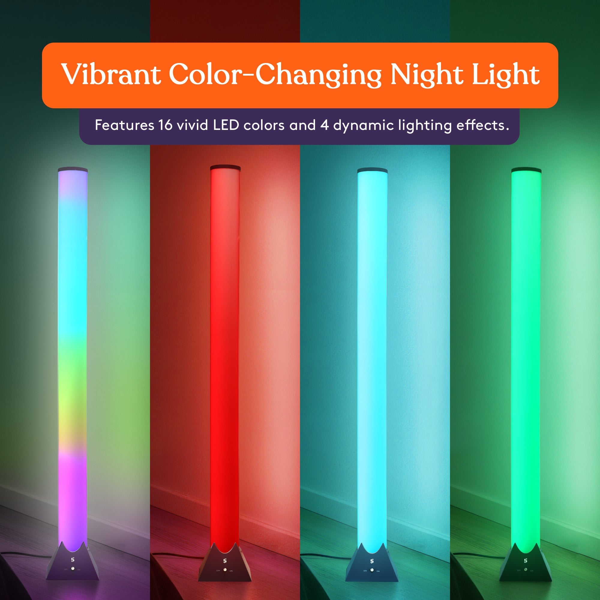 Special Supplies Sensory Light Lamp – 4.5 Foot Floor Standing Color Changing Nightlight with 11 LED Colors and Remote Control – Sensory Room Lighting for Kids and Adults