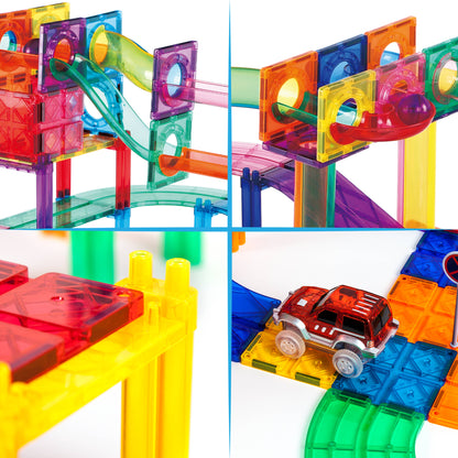 2-in-1 Magnetic Marble Run Set & Racing Track Set