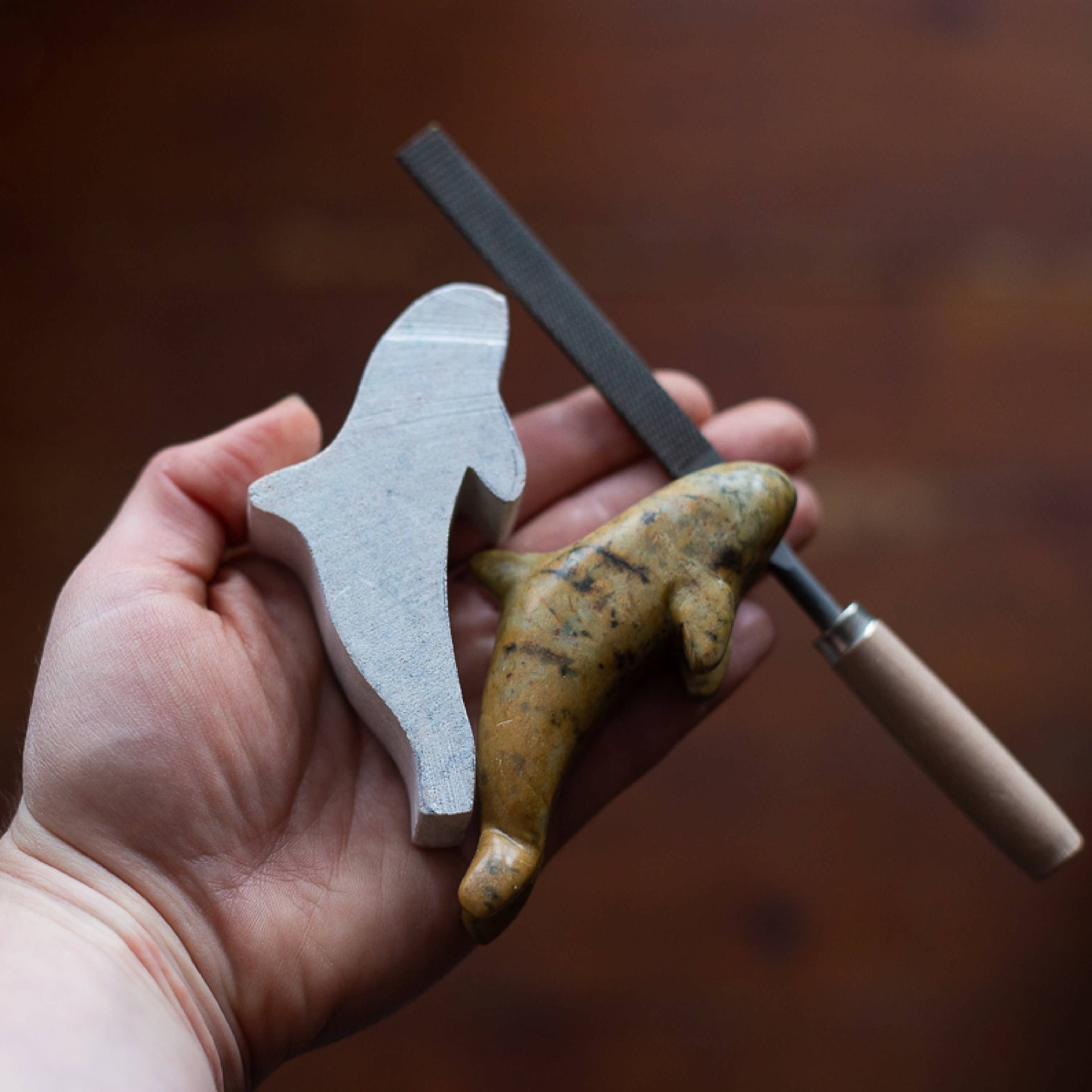 Turtle & Orca Soapstone Carving and Whittling