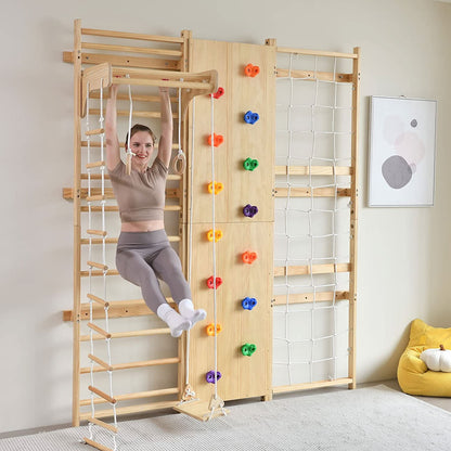 Walnut 9-in-1 Swedish Ladder Wall Gym