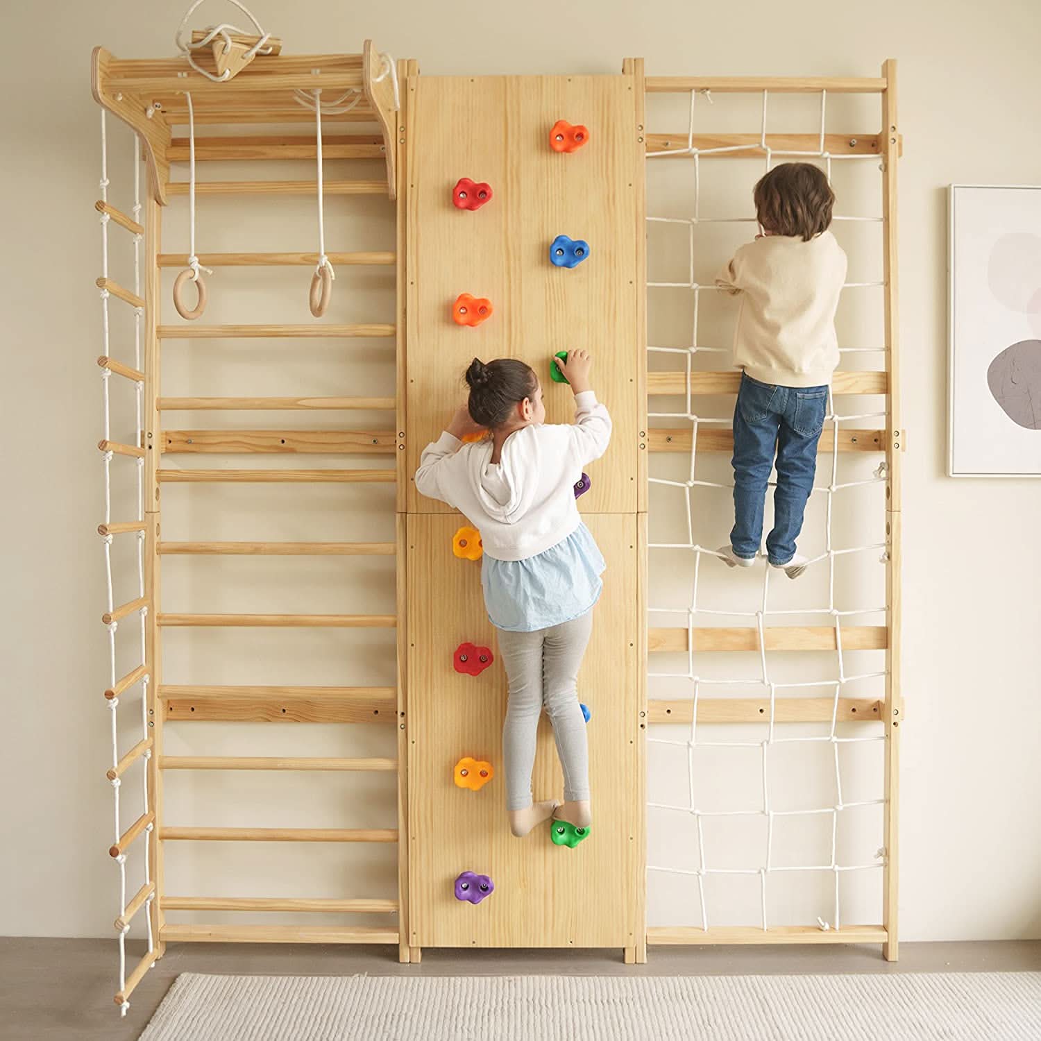 Walnut 9-in-1 Swedish Ladder Wall Gym