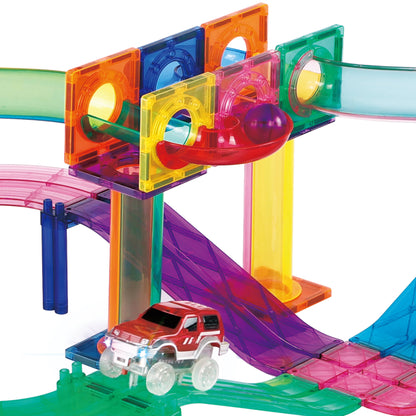 2-in-1 Magnetic Marble Run Set & Racing Track Set