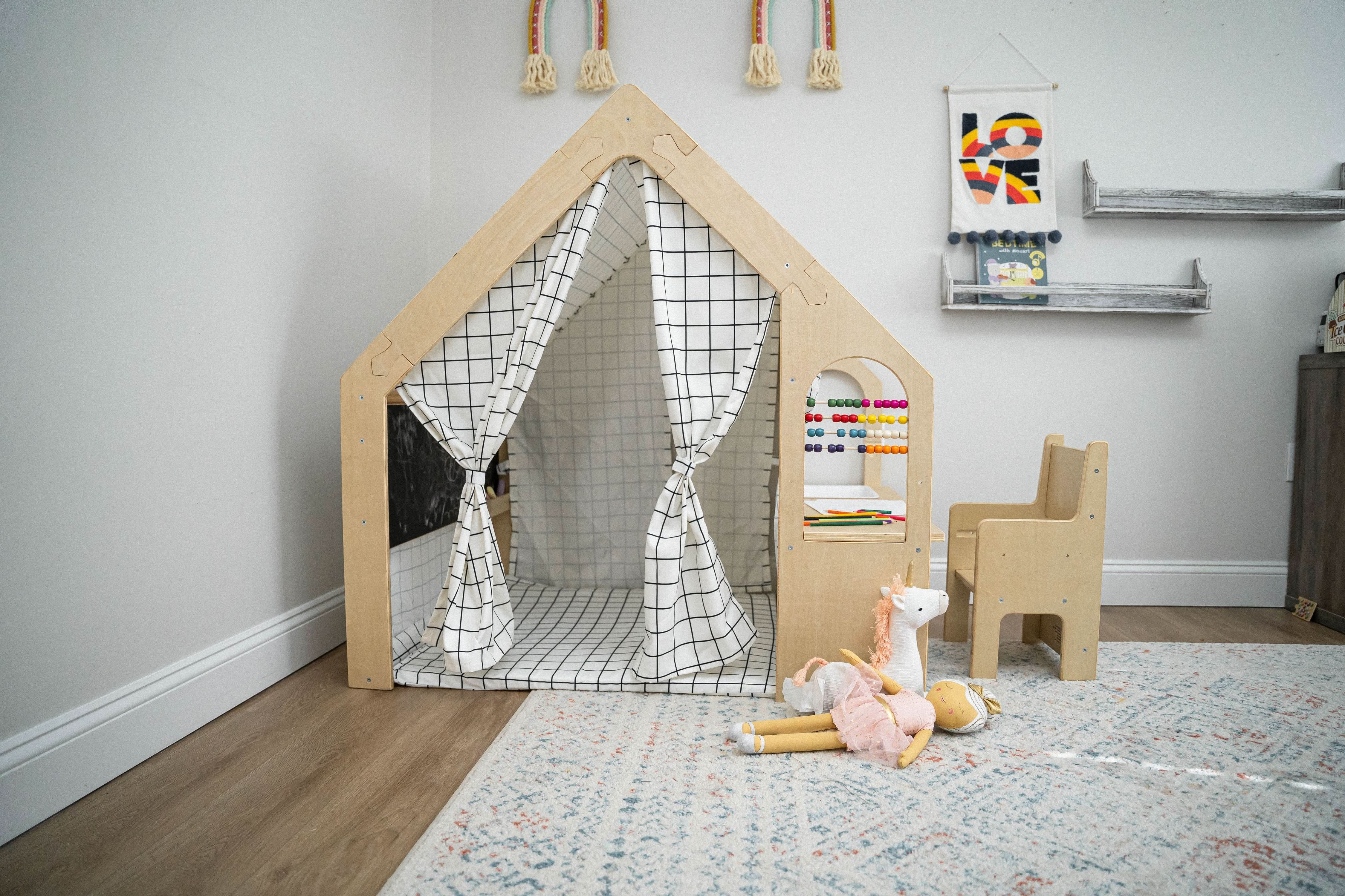 Wooden Playhouse Desk and Chair
