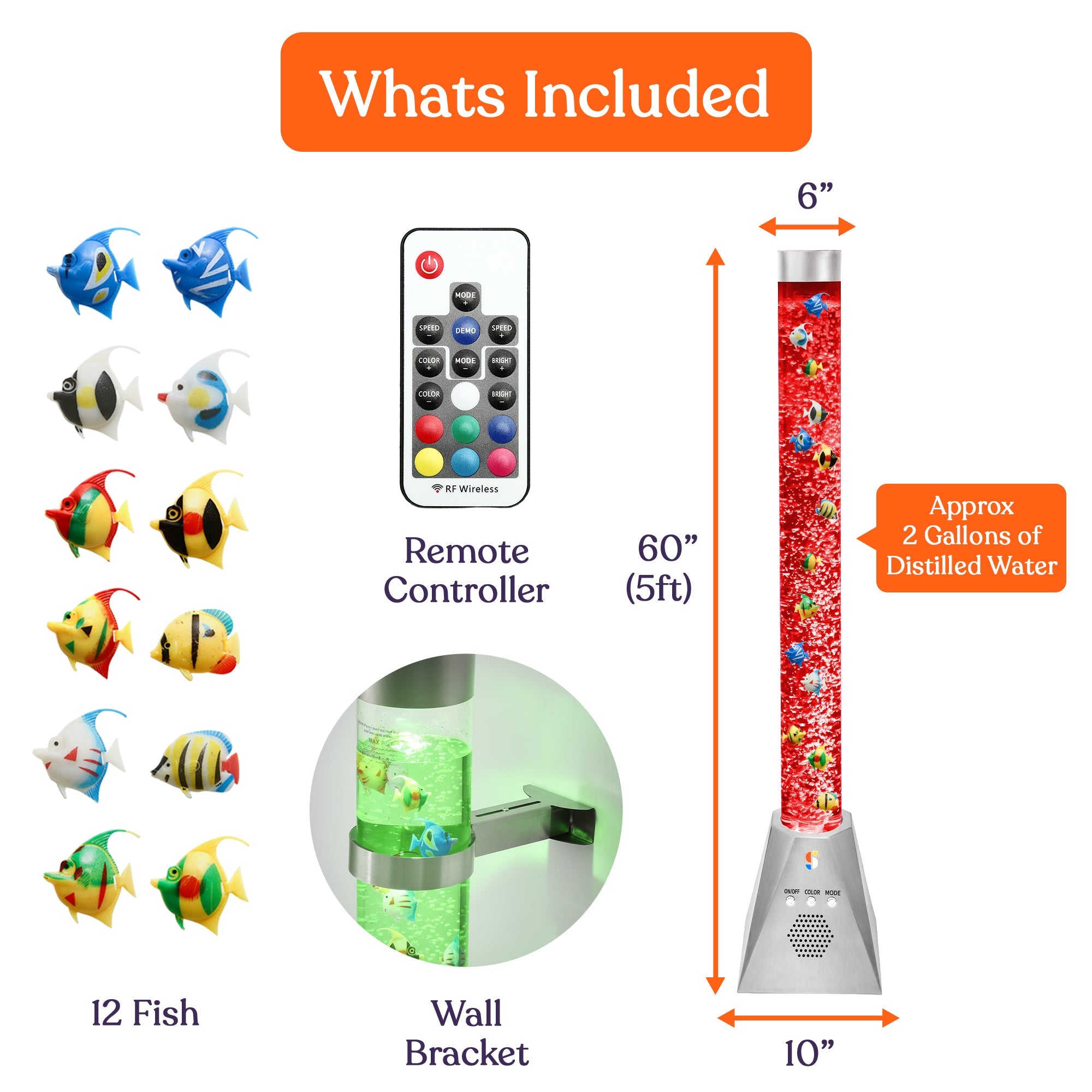 Sensory Bubble Tube Lamp - 4ft Color-Changing LED