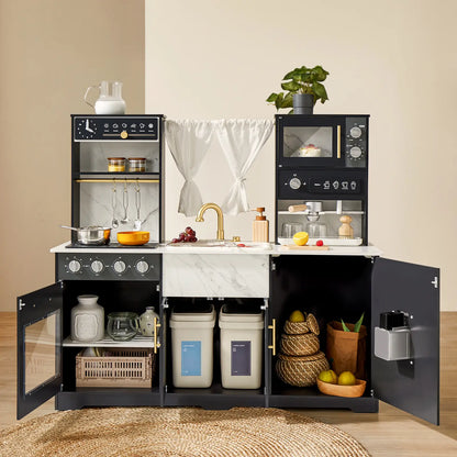 Tiny Land® Play Kitchen with Running Water - Iconic Aqua Kitchen in Black