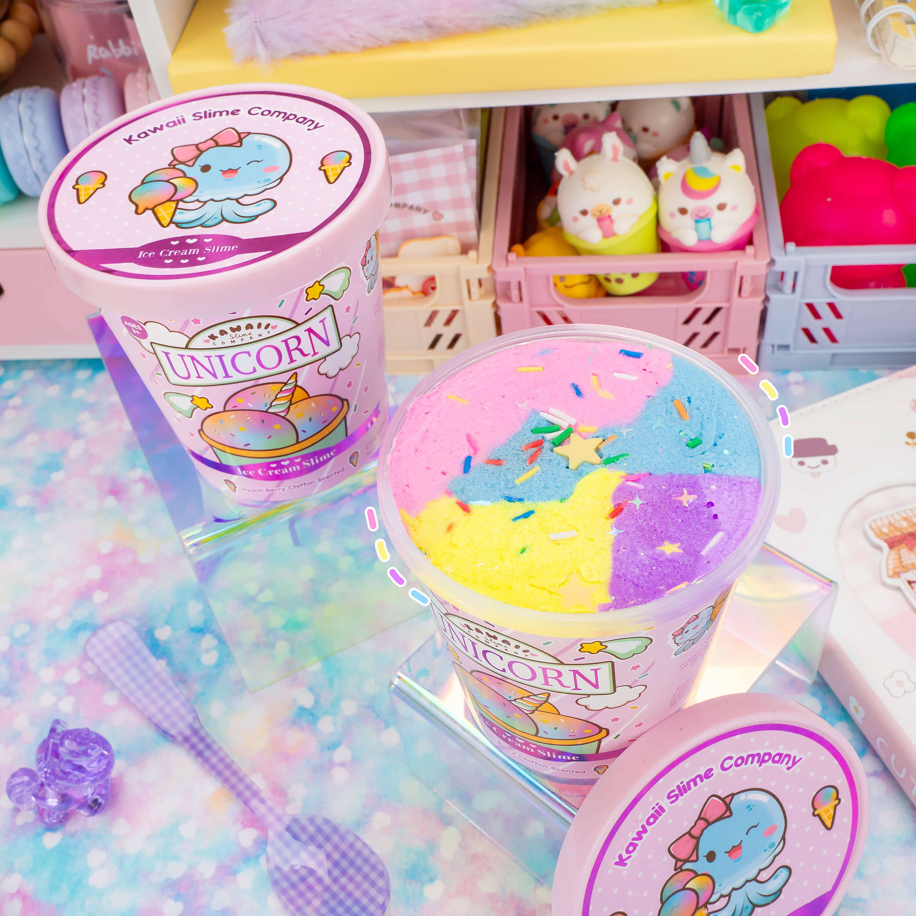 Unicorn Scented Ice Cream Pint Slime + Charms!