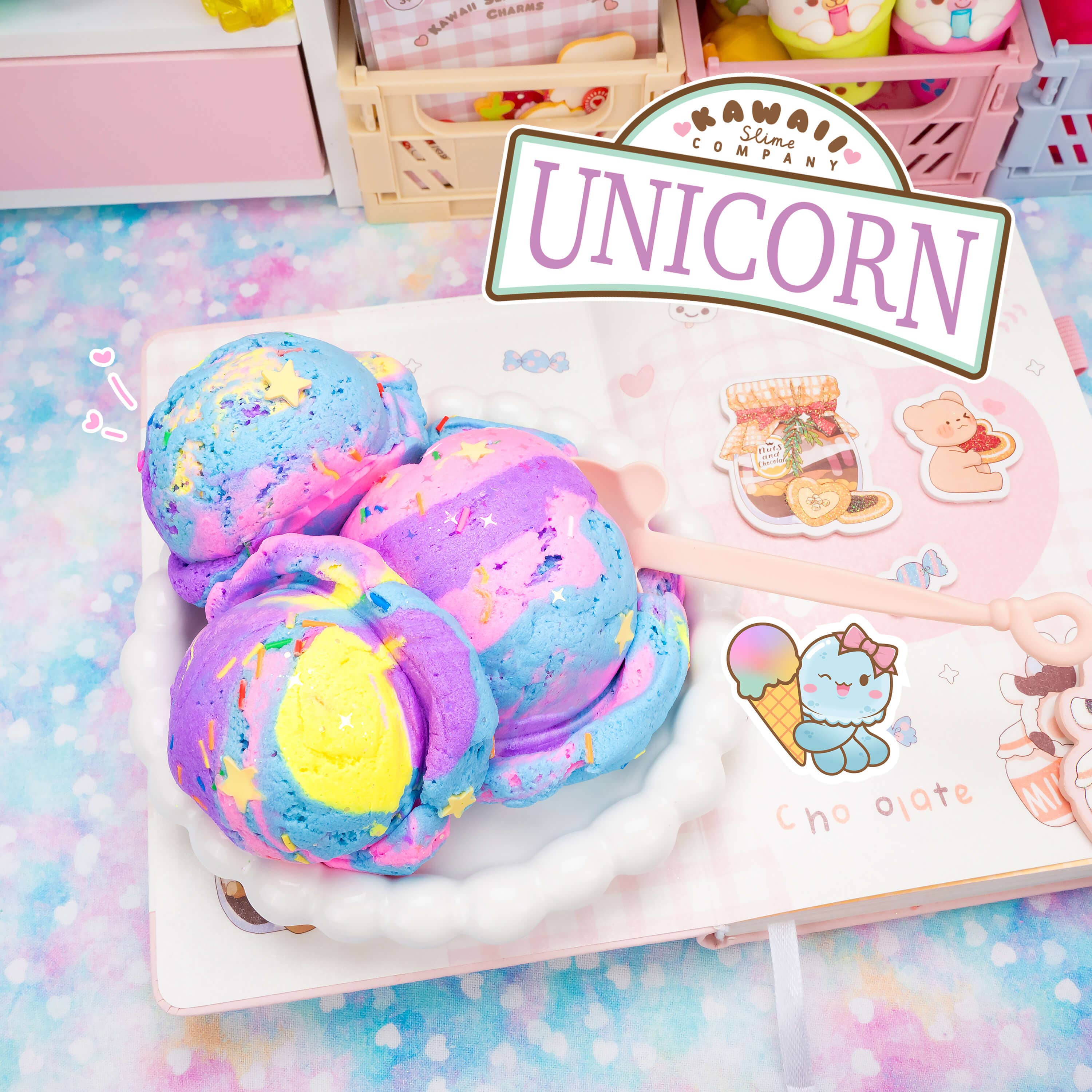 Unicorn Scented Ice Cream Pint Slime + Charms!