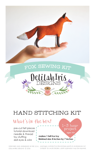 Felt Fox Stuffed Animal DIY Craft Sewing Kit - Unique Gift!