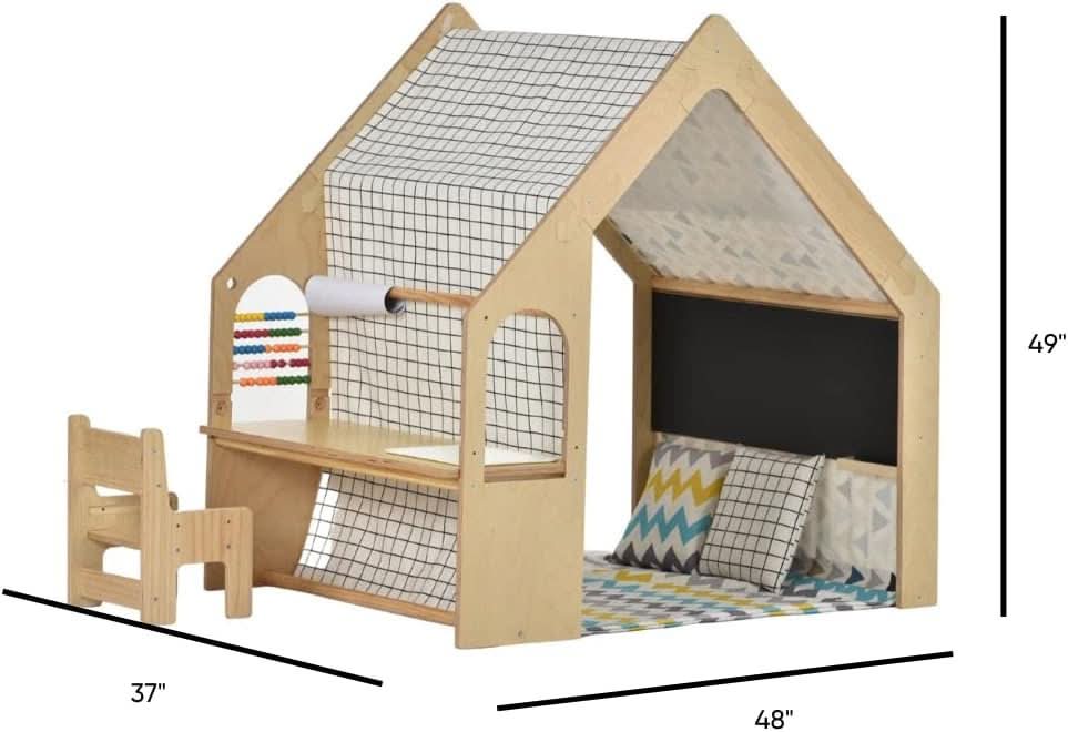 Wooden Playhouse Desk and Chair